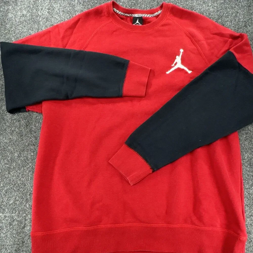 Jordan Jumpman Crewneck Sweatshirt Men's XXL Red Black Fleece Sportswear